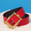 Blair Leather Belt in Croc-Embossed Red