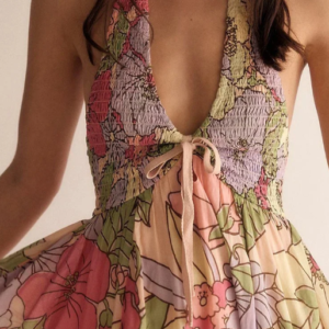 Womens Floral Halter Maxi Beach Dress