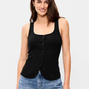 Sleeveless Button-Down Top