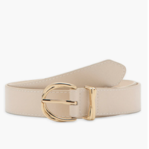 Oval Buckle Faux Leather Belt
