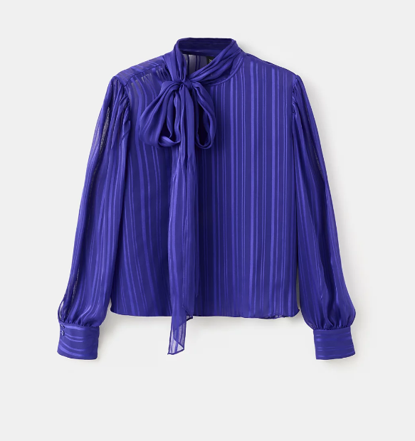 Women's Scarf Striped Blouse