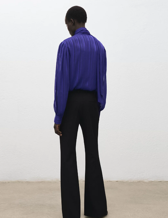 Women's Scarf Striped Blouse - Image 2